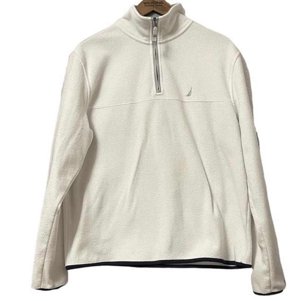 Nautica quarter zip fleece pullover sweatshirt jacket with embroidered logos